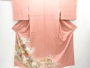 鏡裏に御所車・花模様一つ紋色留袖